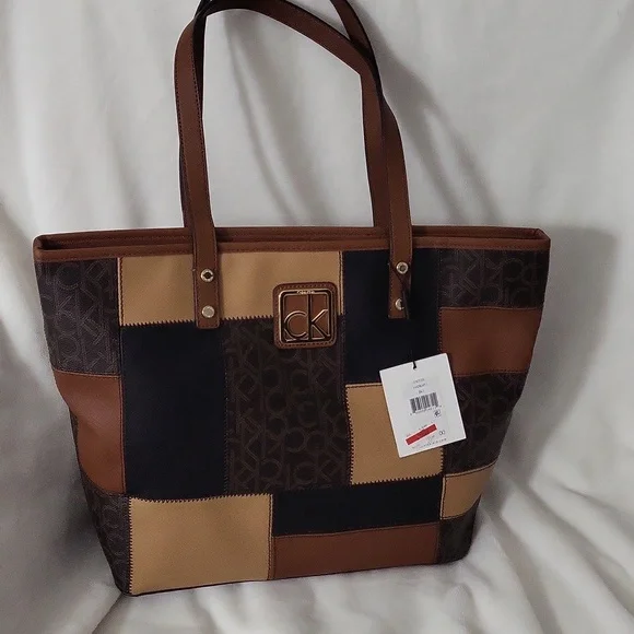 Calvin Klein Dark Brown Monogram Tote - Picture 1 of 11